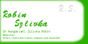 robin szlivka business card